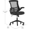 Flash Furniture Kelista Mid-Back Black Mesh Swivel Ergonomic Task Office Chair with Flip-Up Arms and Transparent Roller Wheels(Black Mesh)
