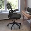 Flash Furniture Kelista Mid-Back Black Mesh Swivel Ergonomic Task Office Chair with Flip-Up Arms and Transparent Roller Wheels(Black Mesh)