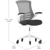 Flash Furniture Kelista Mid-Back Black Mesh Swivel Ergonomic Task Office Chair with Flip-Up Arms and Transparent Roller Wheels(Black Mesh/White Frame)