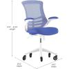 Flash Furniture Kelista Mid-Back Black Mesh Swivel Ergonomic Task Office Chair with Flip-Up Arms and Transparent Roller Wheels(Blue Mesh/White Frame)