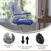 Flash Furniture Kelista Mid-Back Black Mesh Swivel Ergonomic Task Office Chair with Flip-Up Arms and Transparent Roller Wheels(Blue Mesh/White Frame)