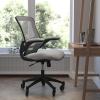 Flash Furniture Kelista Mid-Back Black Mesh Swivel Ergonomic Task Office Chair with Flip-Up Arms and Transparent Roller Wheels(Dark Gray Mesh)