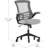 Flash Furniture Kelista Mid-Back Black Mesh Swivel Ergonomic Task Office Chair with Flip-Up Arms and Transparent Roller Wheels(Dark Gray Mesh)