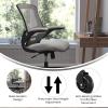 Flash Furniture Kelista Mid-Back Black Mesh Swivel Ergonomic Task Office Chair with Flip-Up Arms and Transparent Roller Wheels(Dark Gray Mesh)