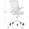 Flash Furniture Kelista Mid-Back Black Mesh Swivel Ergonomic Task Office Chair with Flip-Up Arms and Transparent Roller Wheels(Light Gray Mesh/White Frame)