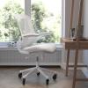 Flash Furniture Kelista Mid-Back Black Mesh Swivel Ergonomic Task Office Chair with Flip-Up Arms and Transparent Roller Wheels(Light Gray Mesh/White Frame)