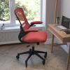 Flash Furniture Kelista Mid-Back Black Mesh Swivel Ergonomic Task Office Chair with Flip-Up Arms and Transparent Roller Wheels(Red Mesh)