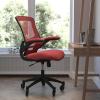 Flash Furniture Kelista Mid-Back Black Mesh Swivel Ergonomic Task Office Chair with Flip-Up Arms and Transparent Roller Wheels(Red Mesh)