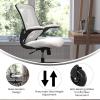 Flash Furniture Kelista Mid-Back Black Mesh Swivel Ergonomic Task Office Chair with Flip-Up Arms and Transparent Roller Wheels(White Mesh)