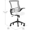 Flash Furniture Kelista Mid-Back Black Mesh Swivel Ergonomic Task Office Chair with Flip-Up Arms and Transparent Roller Wheels(White Mesh)