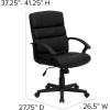 Flash Furniture Lane Mid-Back Black LeatherSoft Swivel Task Office Chair with Arms