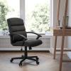 Flash Furniture Lane Mid-Back Black LeatherSoft Swivel Task Office Chair with Arms