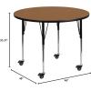 Flash Furniture Mobile 48” Round Oak Thermal Laminate Activity Table – Standard Height Adjustable Legs(Oak)