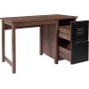 Flash Furniture New Lancaster Collection Crosscut Oak Wood Grain Finish Computer Desk with Metal Drawers