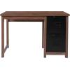 Flash Furniture New Lancaster Collection Crosscut Oak Wood Grain Finish Computer Desk with Metal Drawers