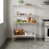 Flash Furniture Reese Prep and Work Table with NSF Certified 18 Gauge Stainless Steel Top Shelf and Double Overshelves with Galvanized Steel Undershelf, 30″ x 48″(24″ x 48″)