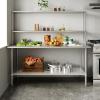 Flash Furniture Reese Prep and Work Table with NSF Certified 18 Gauge Stainless Steel Top Shelf and Double Overshelves with Galvanized Steel Undershelf, 30″ x 48″(30″ x 72″)
