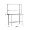 Flash Furniture Reese Prep and Work Table with NSF Certified 18 Gauge Stainless Steel Top Shelf and Double Overshelves with Galvanized Steel Undershelf, 30″ x 48″(24″ x 48″)