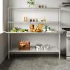 Flash Furniture Reese Prep and Work Table with NSF Certified 18 Gauge Stainless Steel Top Shelf and Double Overshelves with Galvanized Steel Undershelf, 30″ x 48″(24″ x 72″)