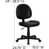 Flash Furniture Ronald Mid-Back Black LeatherSoft Swivel Ergonomic Task Office Chair with Back Depth Adjustment