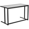 Flash Furniture Singleton Glass Desk with Black Pedestal Metal Frame