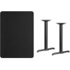 Flash Furniture Stiles 30” x 42” Rectangular Black Laminate Table Top with 5” x 22” Table Height Bases(Black)