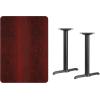 Flash Furniture Stiles 30” x 42” Rectangular Black Laminate Table Top with 5” x 22” Table Height Bases(Mahogany)