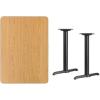 Flash Furniture Stiles 30” x 42” Rectangular Black Laminate Table Top with 5” x 22” Table Height Bases(Natural)