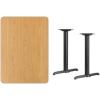 Flash Furniture Stiles 30” x 42” Rectangular Black Laminate Table Top with 5” x 22” Table Height Bases(Natural)