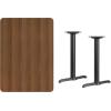 Flash Furniture Stiles 30” x 42” Rectangular Black Laminate Table Top with 5” x 22” Table Height Bases(Walnut)