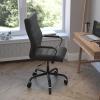 Flash Furniture Whitney High Back White LeatherSoft Executive Swivel Office Chair with Chrome Frame, Arms, and Transparent Roller Wheels(Black Leathersoft/Black Frame)
