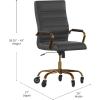 Flash Furniture Whitney High Back White LeatherSoft Executive Swivel Office Chair with Chrome Frame, Arms, and Transparent Roller Wheels(Black Leathersoft/Gold Frame)