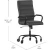 Flash Furniture Whitney High Back White LeatherSoft Executive Swivel Office Chair with Chrome Frame, Arms, and Transparent Roller Wheels(Black Leathersoft/Black Frame)