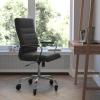 Flash Furniture Whitney High Back White LeatherSoft Executive Swivel Office Chair with Chrome Frame, Arms, and Transparent Roller Wheels(Black Leathersoft/Chrome Frame)
