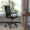 Flash Furniture Whitney High Back White LeatherSoft Executive Swivel Office Chair with Chrome Frame, Arms, and Transparent Roller Wheels(Black Leathersoft/Black Frame)
