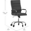 Flash Furniture Whitney High Back White LeatherSoft Executive Swivel Office Chair with Chrome Frame, Arms, and Transparent Roller Wheels(Black Leathersoft/Chrome Frame)