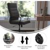Flash Furniture Whitney High Back White LeatherSoft Executive Swivel Office Chair with Chrome Frame, Arms, and Transparent Roller Wheels(Black Leathersoft/Black Frame)