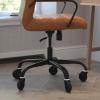 Flash Furniture Whitney High Back White LeatherSoft Executive Swivel Office Chair with Chrome Frame, Arms, and Transparent Roller Wheels(Brown Leathersoft/Black Frame)