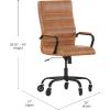 Flash Furniture Whitney High Back White LeatherSoft Executive Swivel Office Chair with Chrome Frame, Arms, and Transparent Roller Wheels(Brown Leathersoft/Black Frame)