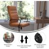 Flash Furniture Whitney High Back White LeatherSoft Executive Swivel Office Chair with Chrome Frame, Arms, and Transparent Roller Wheels(Brown Leathersoft/Black Frame)