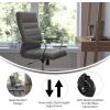 Flash Furniture Whitney High Back White LeatherSoft Executive Swivel Office Chair with Chrome Frame, Arms, and Transparent Roller Wheels(Gray Leathersoft/Chrome Frame)