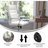 Flash Furniture Whitney High Back White LeatherSoft Executive Swivel Office Chair with Chrome Frame, Arms, and Transparent Roller Wheels(White Leathersoft/Chrome Frame)