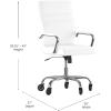 Flash Furniture Whitney High Back White LeatherSoft Executive Swivel Office Chair with Chrome Frame, Arms, and Transparent Roller Wheels(White Leathersoft/Chrome Frame)