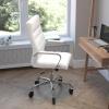 Flash Furniture Whitney High Back White LeatherSoft Executive Swivel Office Chair with Chrome Frame, Arms, and Transparent Roller Wheels(White Leathersoft/Chrome Frame)