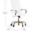 Flash Furniture Whitney High Back White LeatherSoft Executive Swivel Office Chair with Chrome Frame, Arms, and Transparent Roller Wheels(White Leathersoft/Gold Frame)