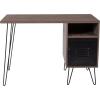Flash Furniture Woodridge Collection Rustic Wood Grain Finish Computer Desk with Metal Cabinet Door and Black Metal Legs