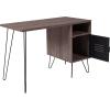 Flash Furniture Woodridge Collection Rustic Wood Grain Finish Computer Desk with Metal Cabinet Door and Black Metal Legs