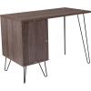 Flash Furniture Woodridge Collection Rustic Wood Grain Finish Computer Desk with Metal Cabinet Door and Black Metal Legs