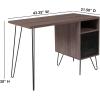 Flash Furniture Woodridge Collection Rustic Wood Grain Finish Computer Desk with Metal Cabinet Door and Black Metal Legs