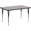 Flash Furniture Wren 30”W x 72”L Rectangular Grey Thermal Laminate Activity Table – Standard Height Adjustable Legs(Grey)